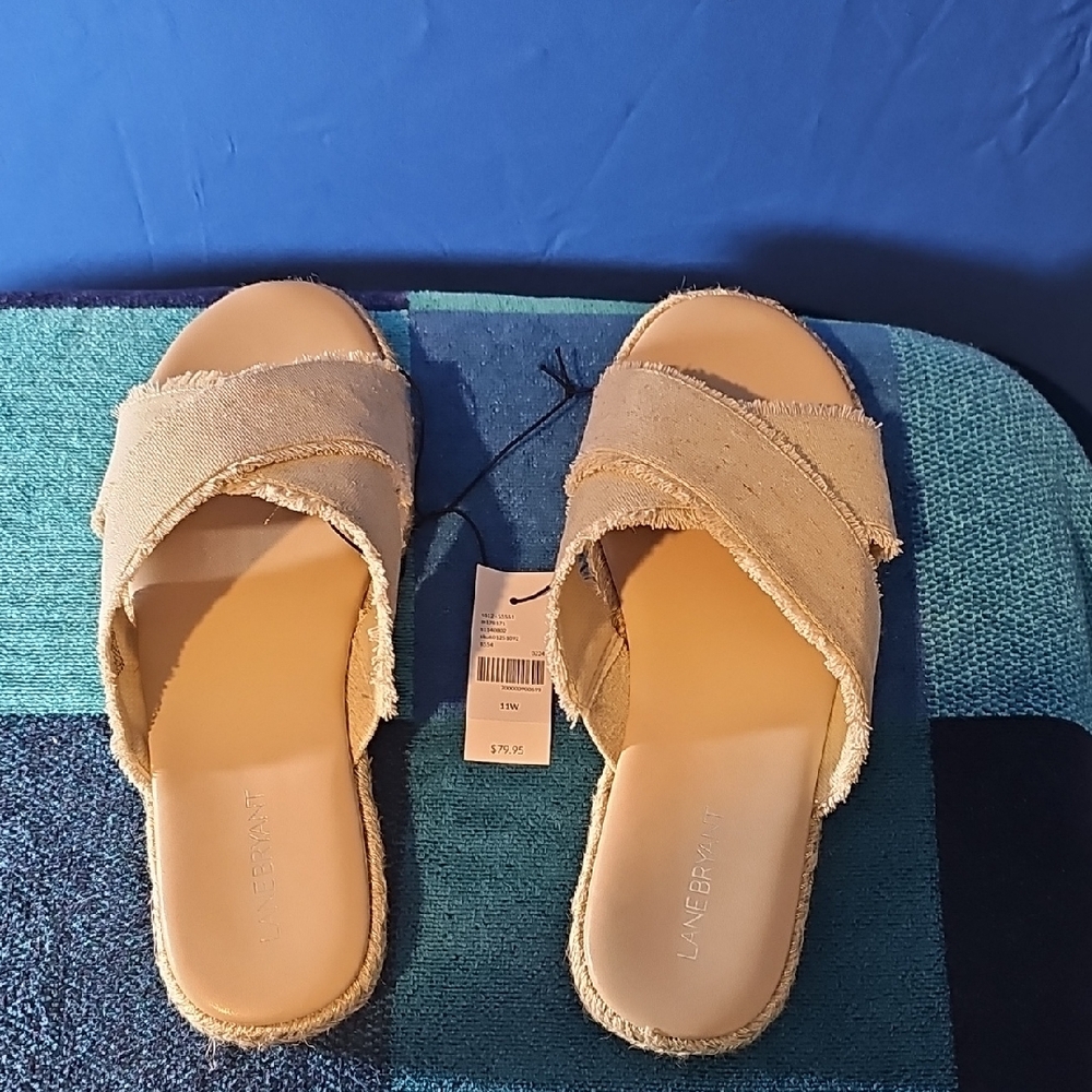 Lane Bryant Tan Minimalist Slide Sandals